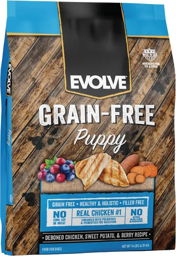 Vista 14 de Evolve Alimento seco para perros con receta de pollo deshuesado sin granos, batata y bayas, 4 libras.