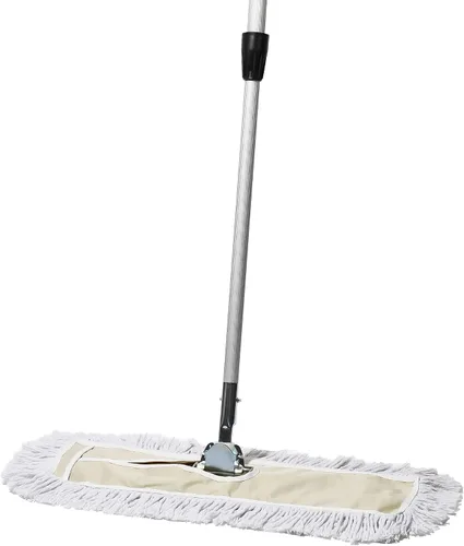 Vista 10 de Trapeador de polvo comercial – Barredora de piso de 18 pulgadas para madera dura, cabezal de trapeador de algodón reutilizable, mango extensible