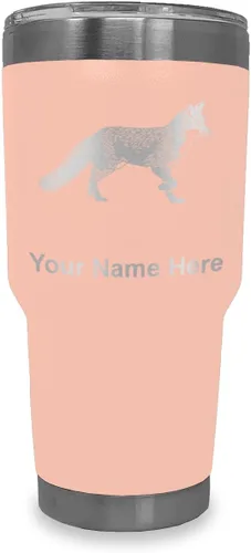 Vista 21 de LaserGram Vaso aislado al vacío de 20 onzas, zorro, grabado personalizado incluido (negro)