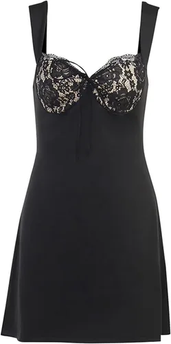 Vista 4 de Vestido corto de satén con tirantes delgados para mujer, sin mangas, corte bajo, sin espalda, vestido sin mangas para fiesta de noche Y2K