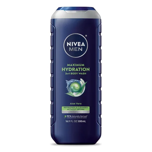 Vista 14 de Nivea Men Gel de baño de máxima hidratación para piel seca, enriquecido con aloe vera, gel de baño hidratante 3 en 1, cara y cabello, sin parabenos