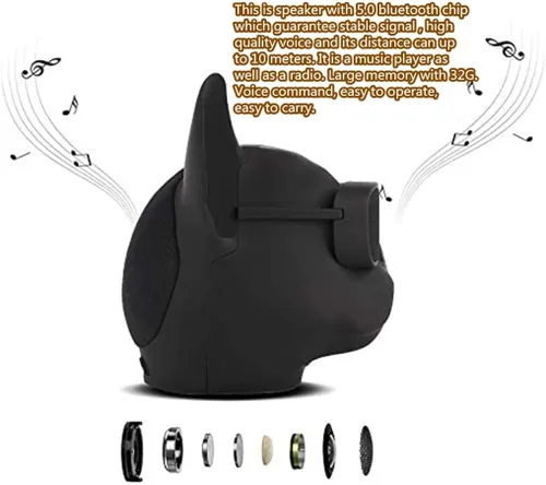 Vista 3 de PUSOKEI Mini altavoz portátil inalámbrico de Bulldog francés para exteriores con súper graves estéreo, altavoz fresco personalizado para fiesta