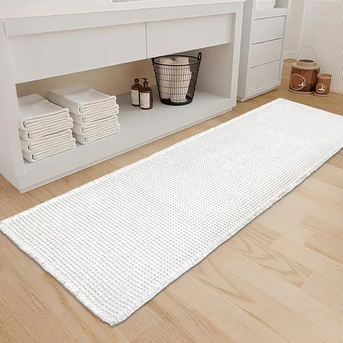 Vista 39 de ZALL - Tapete de baño de punto gofre beige, súper absorbente, antideslizante, largo, color crema, 24 x 72 pulgadas, lavable a máquina, ultra suave
