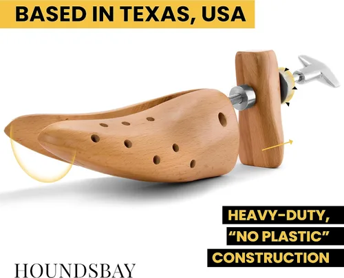 Vista 7 de HOUNDSBAY Bulldog - Estirador profesional de madera de 2 vías para hombres y mujeres, ampliador de zapatos y expansor para mujeres