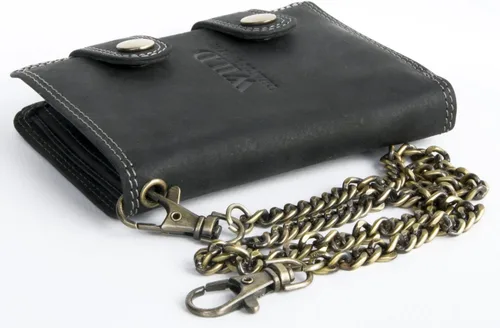 Vista 2 de Cartera de motociclista gris muy oscuro para hombre con cadena de 20 pulgadas de largo para colgar
