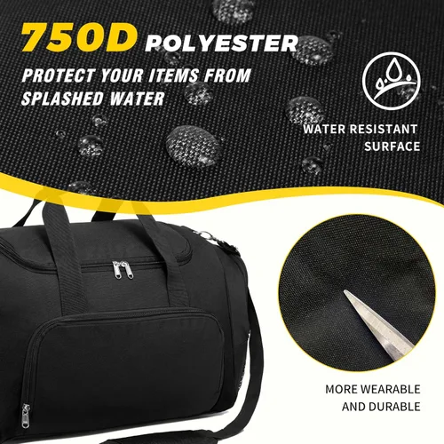 Vista 7 de Vorspack Bolsa deportiva de lona Bolsa de gimnasio de 2124 pulgadas para mujeres y hombres, bolsa de lona ligera con botella de agua, Negro