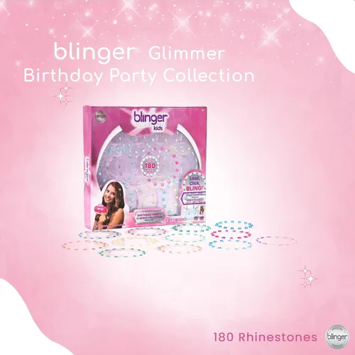 Vista 3 de blinger Glimmer Collection - Paquete de recambio Fiesta de cumpleaños 12 discos – 180 gemas Bling in Brush Out Funciona con herramienta