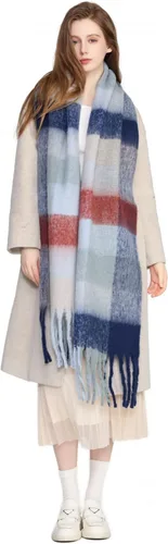 Vista 7 de Yatemiole Bufanda de cachemira para mujer, bufanda de cuadros de color grande para invierno