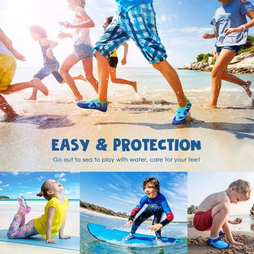 Vista 3 de Sunnywoo Zapatos de agua para niños y niñas, zapatos de agua de secado rápido, antideslizantes, piel de agua, zapatos deportivos descalzos