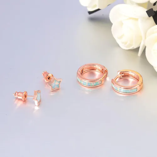 Vista 36 de CiNily Aretes Huggie de ópalo con bisagras, chapados en oro, hipoalergénicos, pequeños aretes de aro para mujeres, adolescentes, niñas, hombres