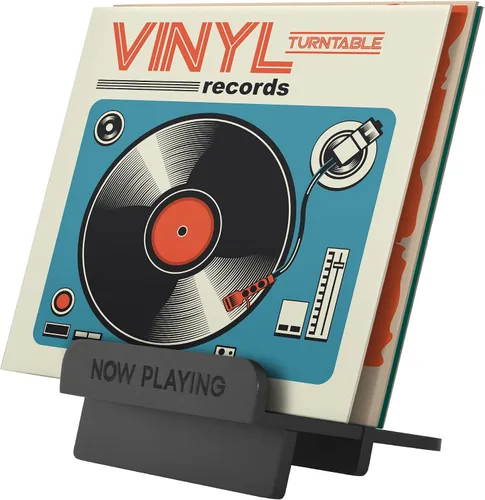 Vista 11 de Americanflat Soporte para discos de vinilo de 7.8 x 7.5 pulgadas, acrílico transparente con estante frontal y almacenamiento trasero, capacidad