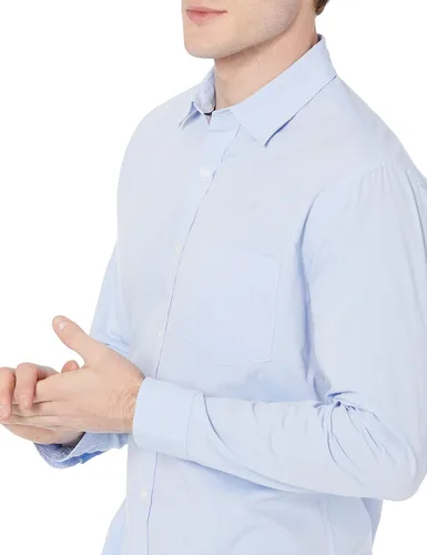 Vista 4 de Tienda Essentials - Camisa de popelina para hombre, de corte regular, manga larga e informal