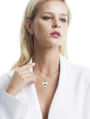 Vista 8 de INFUSEU Collares de plata de ley contra el mal de ojo para mujeres y niñas, regalos únicos de amuleto de protección