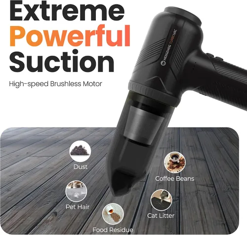 Vista 2 de Hedgehog TurboVAC - Aspiradora portátil 3 en 1 para automóvil, soplador y bomba de aire, aspiradora de mano para automóvil con USB C recargable