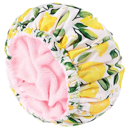 Vista 29 de Gorro de ducha para mujer, gorro de baño negro, reversible, grande, impermeable, ajustable, forro de rizo y banda elástica, dobladillo elástico