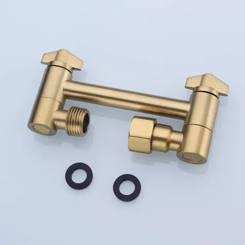 Vista 4 de TRUSTMI Brazo de ducha de latón de 4 pulgadas de altura ajustable, soporte de brazo de extensión de cabezal de ducha, latón cepillado dorado