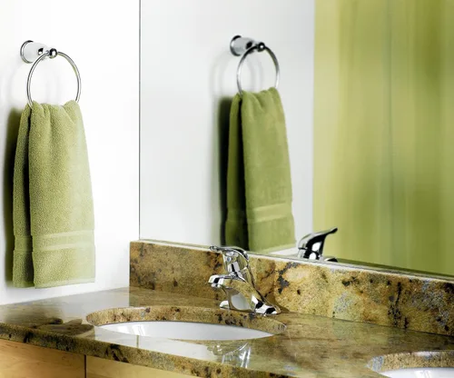Vista 5 de Moen Chateau L4621 - Grifo de lavabo de baño cromado de arco bajo de un mango con montaje de drenaje, L4621