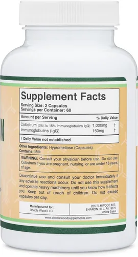 Vista 3 de Suplemento de calostro 120 cápsulas, 1,000 mg por porción