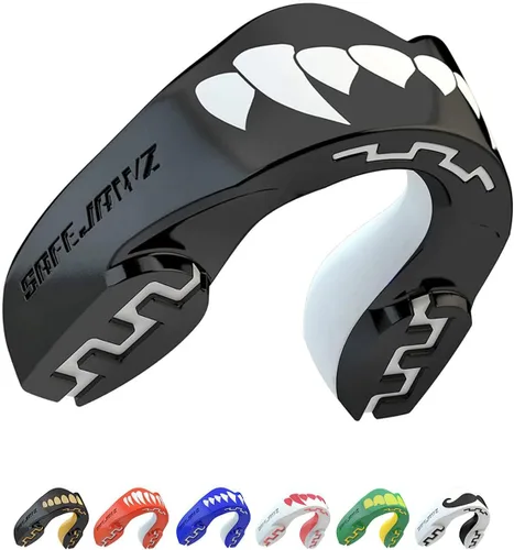 Vista 13 de SAFEJAWZ American Flag Mouth Guard, Youth Dual Layer Mouthguard with Case Bandera estadounidense