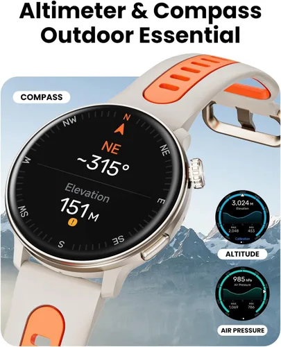 Vista 3 de Relojes inteligentes para hombres y mujeres GPS, reloj inteligente con pantalla AMOLED de 1.43 pulgadas, brújula de relojes inteligentes, compatible