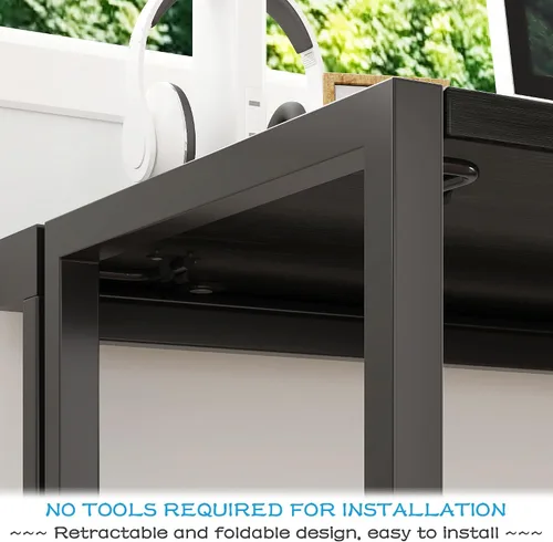 Vista 6 de JSB Escritorio plegable ajustable de 33.2 pulgadas para espacios pequeños, mesa portátil móvil para computadora portátil con ruedas, escritorio Negro
