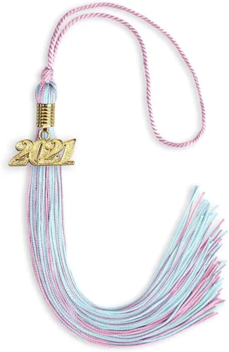 Vista 222 de Endea Graduation - Borla de doble color mixto con fecha dorada (negro/dorado antiguo, 2021)