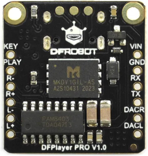 Vista 3 de Módulo MP3 DFPlayer Pro [memoria integrada de 128 MB], no requiere tarjeta TF, modo de disco en U tipo C, DAC de 24 bits de doble canal