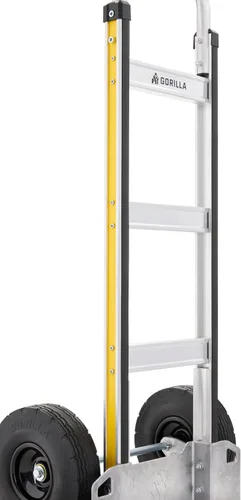 Vista 3 de Gorilla - Camión de mano de aluminio de capacidad de 800 libras, placa de carga ancha, ruedas libres planas de primera calidad, mango de agarre