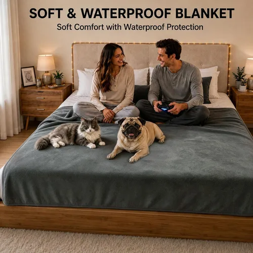 Vista 8 de Vivifying Manta impermeable para perros y parejas, franela, 60 x 80