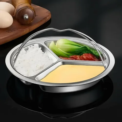 Vista 4 de Bandeja de vapor dividida de acero inoxidable 304 con asas para olla instantánea (5/6 cuartos de galón)