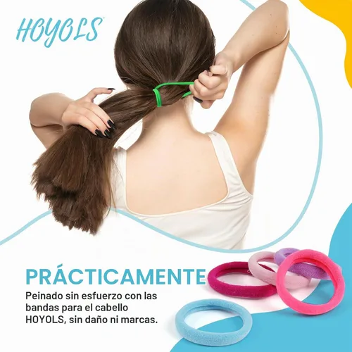 Vista 2 de Bandas pequeñas para el cabello sin costuras, liga para coleta que no daña de 4 cm (10 colores muilt)