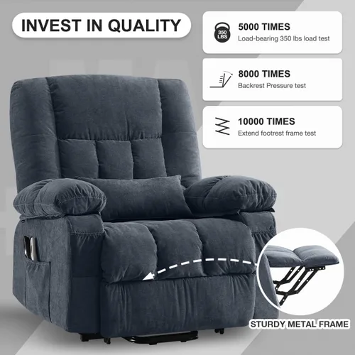 Vista 8 de MAHOMICO Silla reclinable eléctrica para personas mayores con funciones de masaje por vibración y calefacción, sofá reclinable eléctrico individual