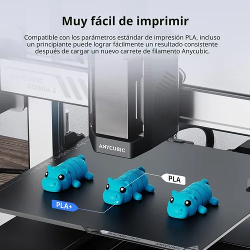 Vista 5 de ANYCUBIC Filamento PLA Plus (PLA+), paquete de filamento para impresora 3D de 0.07 in, alta dureza, precisión dimensional +/- 0.001 in, impresión 22