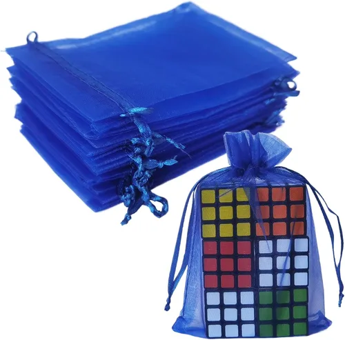 Vista 44 de Juego de 50 bolsas de organza de regalo con cordón azul aguamarina de 4 x 6 pulgadas para baby shower, Navidad, boda, recuerdos de fiesta, despedida