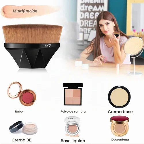 Vista 3 de Brocha para base de maquillaje, brochas de maquillaje Kabuki, brochas de maquillaje líquidas en polvo, brochas de maquillaje para mezclar líquidos