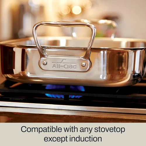 Vista 3 de All-Clad Asador Especial de Acero Inoxidable con Estante Antiadherente de 11x14 Pulgadas Apto para Horno y Asador Seguro hasta 600°F, Cacerolas