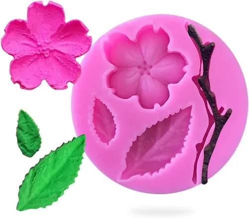 Vista 11 de Rolin Roly Molde de silicona para tartas de flores, molde de fondant de conejo, moldes de chocolate rosa, molde de arcilla polimérica, moldes