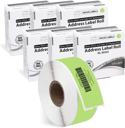Vista 13 de HOUSELABELS DYMO 30252 - Etiquetas de dirección verdes compatibles (1-1/8 pulgadas x 3-1/2 pulgadas), adhesivo permanente fuerte, compatibles