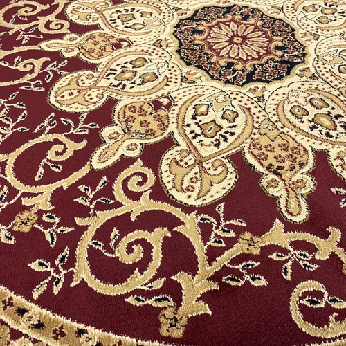 Vista 3 de LUXE WEAVERS Alfombra redonda de 8 pies con medallón floral oriental color burdeos