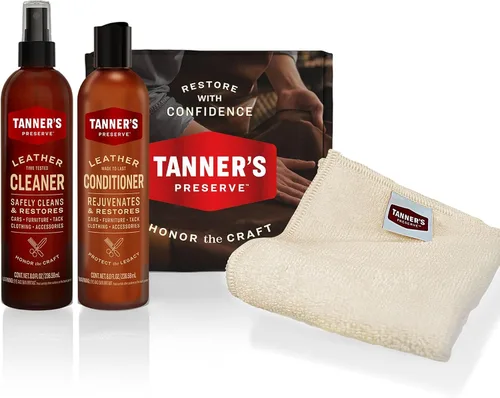 Vista 8 de Tanner's Preserve Paquete doble de limpiador y acondicionador de cuero, limpia, rejuvenece y restaura el cuero terminado, uso para automóviles