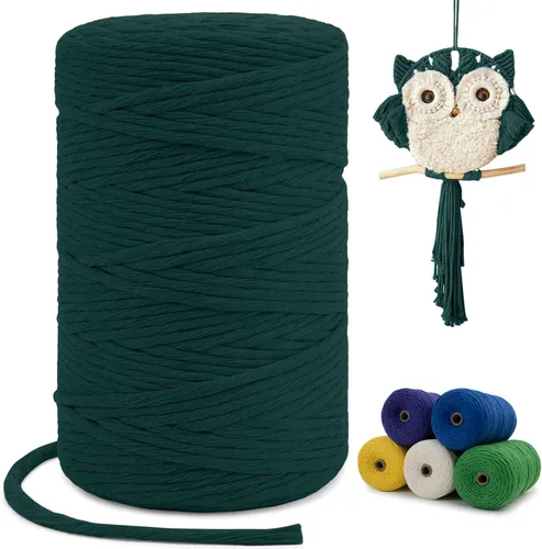 Vista 88 de Cuerda de macramé de una sola hebra de 0.197 in x 110 yardas, cuerda de macramé de algodón natural de 0.197 in, cuerda de algodón grueso para colgar