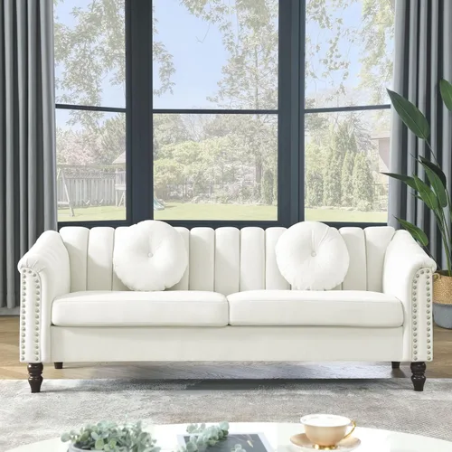 Vista 11 de KEVINSPACE Sofá biplaza de 60 pulgadas, sofá de 2 plazas para espacios pequeños, sofás modernos, sofá biplaza con 2 almohadas de mediados de siglo