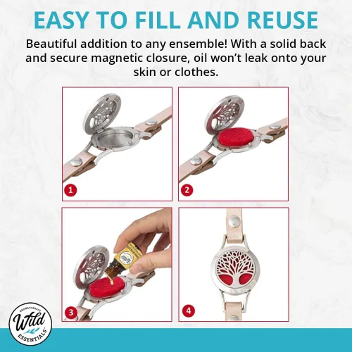 Vista 8 de Wild Essentials - Pulsera de cuero con aceite esencial, Cuero