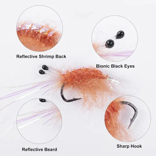 Vista 2 de Goture - Pesca con mosca, trucha, moscas de pesca con mosca, señuelo de pesca con mosca, serpentina, camarones minnow para pesca con mosca