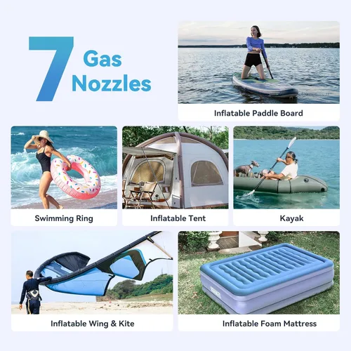Vista 8 de 20PSI Electric Paddle Board Pump, Rechargeable Battery-Powered, Intelligent Dual Stage Inflation & Deflation, Auto-Off SUP Air Pump for Stand Up