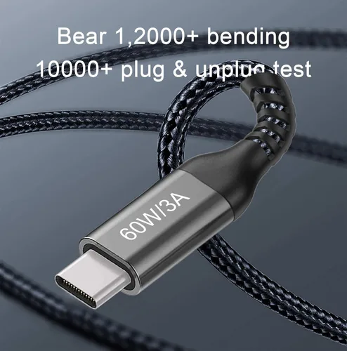 Vista 6 de Cables USB C a USB C de 60 W (paquete de 2 de 6.6 pies), cable tipo C a tipo C, cable de carga rápida compatible con iPhone 15, MacBook Pro/Air