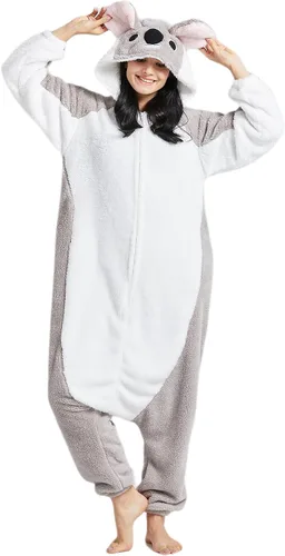 Vista 5 de DELEY Unisex Adult Koala Onesie, Halloween Cosplay Costume Animal Pajamas Homewear Sleepwear Jumpsuit