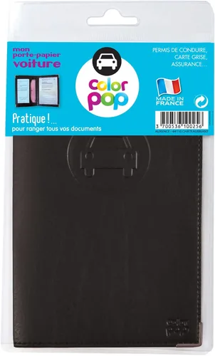 Vista 6 de Color Pop Porte-Papiers Véhicule Coloris Noir + Étui Transparente Pour Carte Gris, Negro