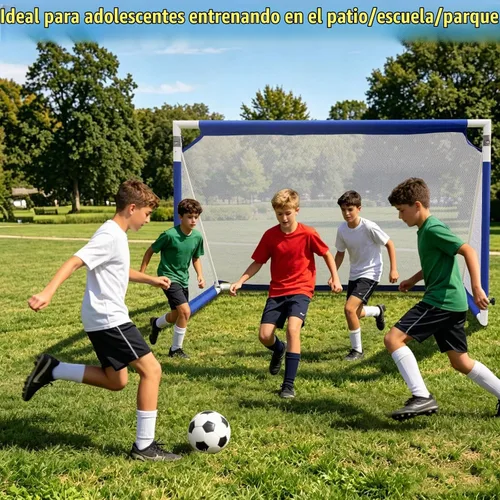 Vista 4 de Soccer Goal 4×2.5/5×3/6×3 FT Aluminum Soccer Goals for Backyard Azul