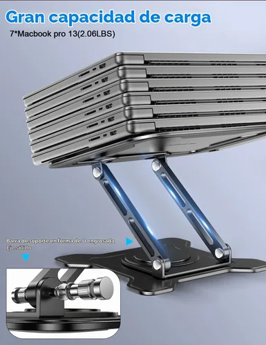 Vista 5 de JCZT Soporte ajustable para computadora portátil, base giratoria de 360°, soporte ergonómico para computadora, elevador plegable para oficina